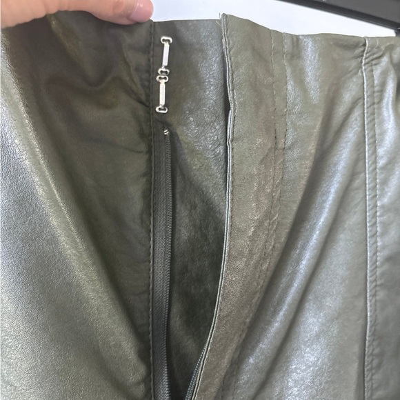 Olive Green Faux Leather Shorts - Picture 3 of 4